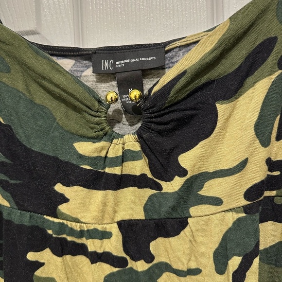 INC Size M Camouflage Camo Tunic Top Gold Ring R$59 - Picture 3 of 9